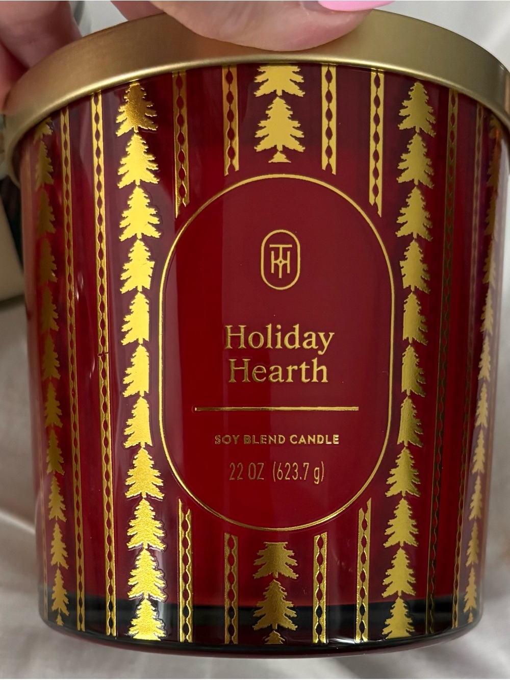 Threshold Holiday Hearth Decorative Red and Gold Candle Tin